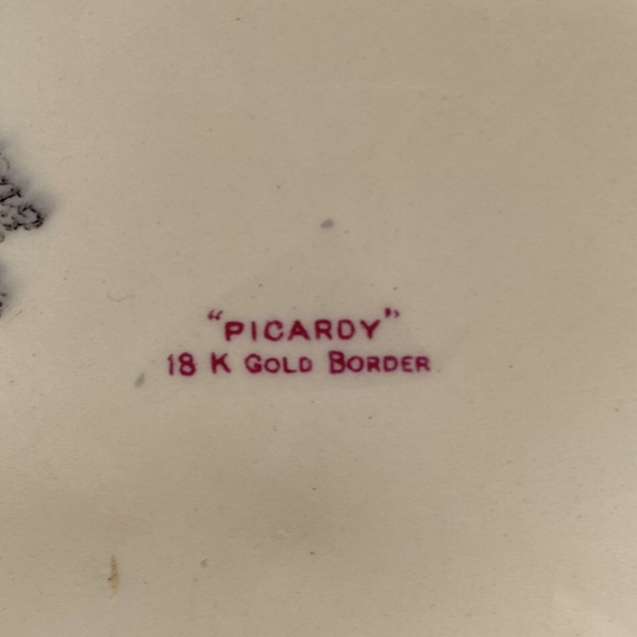 Vintage 1930’s Crown Ducal Florentine Picardy Floral Dinner Plate Serving Bowl - Picture 7 of 12